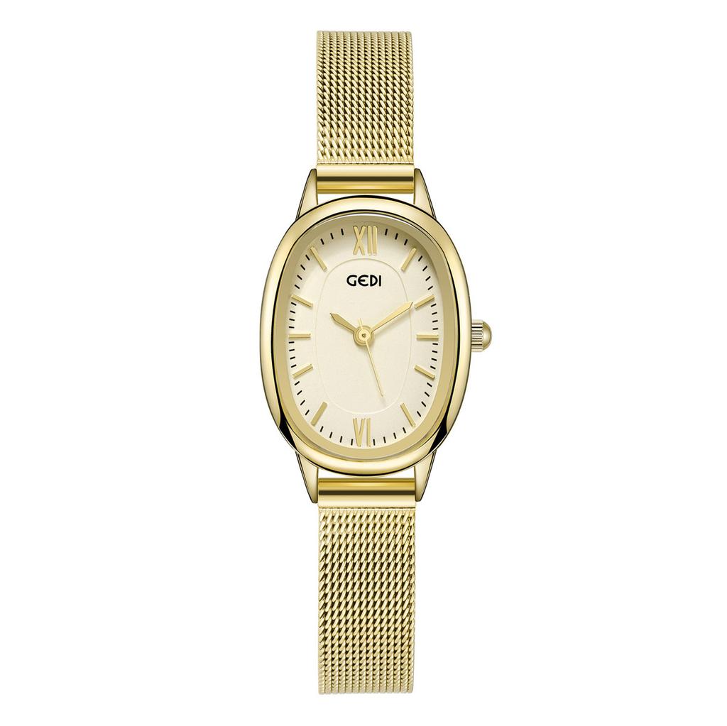 Simple And Exquisite Oval Women'S Watch Niche High-End Quartz Watch Women'S Waterproof Mesh Belt Watch