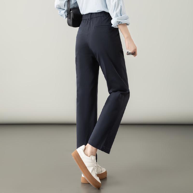 Women's High Waist Slimming Lyocell Cotton Straight-Leg Cigarette Pants for Autumn 2025