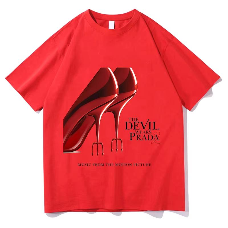 

2026 Фильм Дьявол носит Prada 2 Графический принт Футболка Модная Летняя Унисекс Футболка С коротким рукавом Новый Женский Топ Уличная одежда S