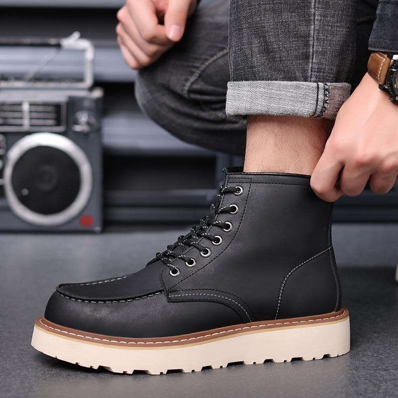 2024 Herren Echtleder High-Top Martin Boots – Winter Retro Motorrad- & Arbeitsstil