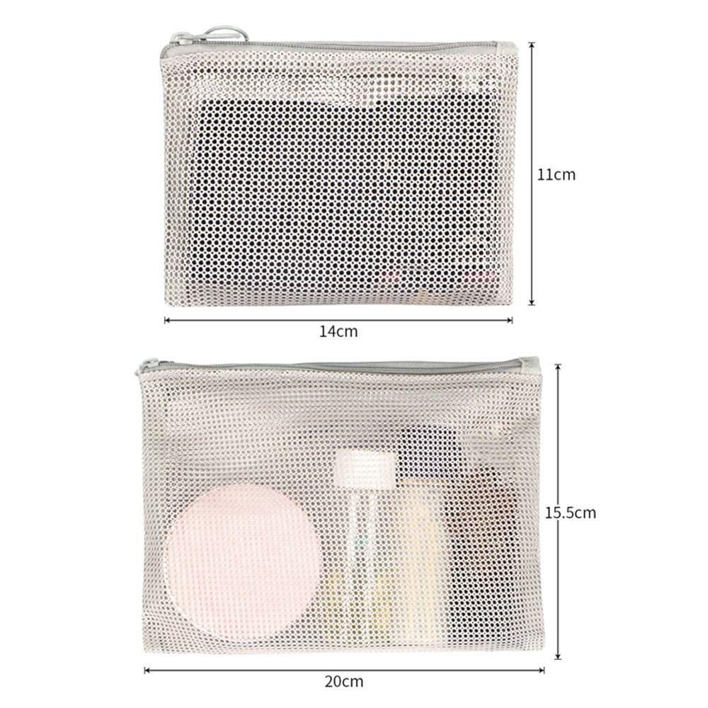 New Double Zipper Mesh Storage Bag Dopamine Color Candy Color Mesh Cosmetic Bag Toiletry Large Capacity Travel Storage Pouch