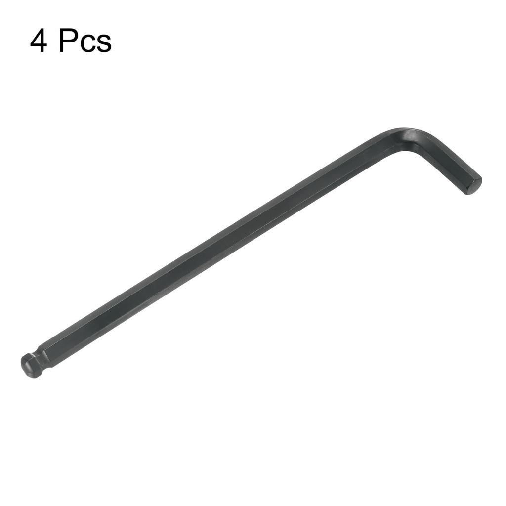 uxcell Hex Key 12mm Alloy Steel Hex Repair Tool for Screw Furniture Bicycle Black 4-Piece Set, Ball-Type L-Shaped Keys, Long, Removal, Tightening,