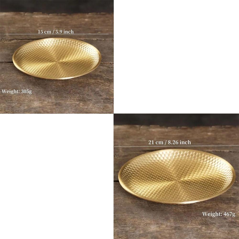 Copper Brass Material Copper Fruit Altar Plate Engraving Pattern Ball Bead Accent Tibetan Buddhist Decorative Dish