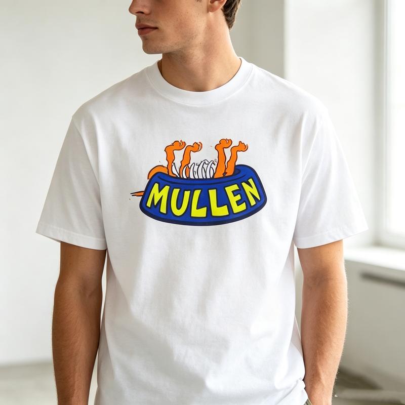 Street Skate Lover T Shirt Mullen Retro Flame Skateboard Graphic Print Soft Cotton Crew Neck Top Y2k Top Harajuku