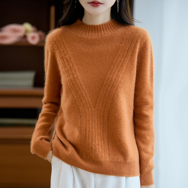 Dámský kašmírový svetr Kašmír Qinghe 30% kašmír 70% vlna podzimní a zimní pulovr hřejivý a módní