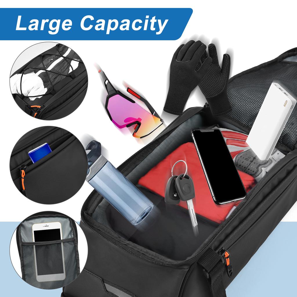 3-in-1 Bicycle Bag Reflective Bike Saddle Bag Waterproof Bike Rear Rack Bag with Shoulder Strap