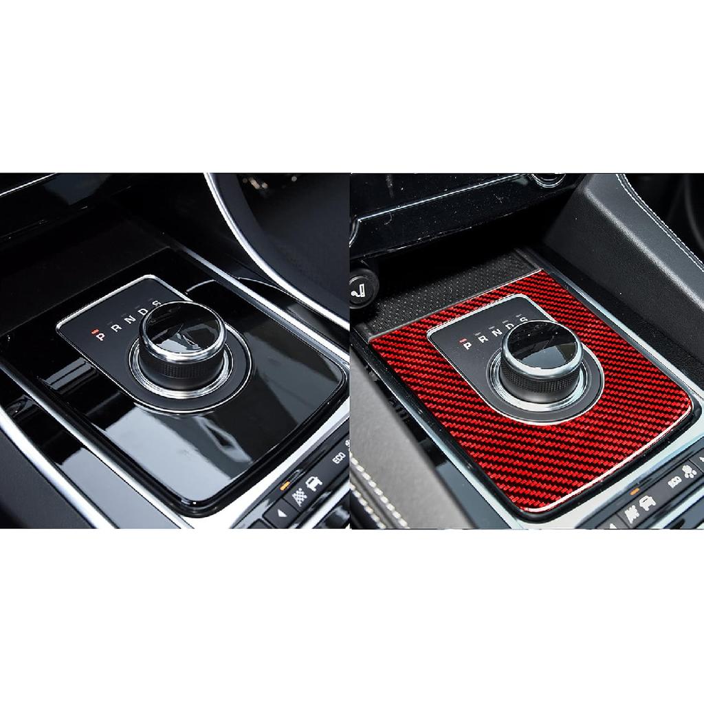 Rote weiche Kohlefaser Auto Innenzubehör Auto Schalthebel Panel Rahmen Mittelkonsolenverkleidung Aufkleber Dekoration Kompatibel mit XE F-PACE X761 2016