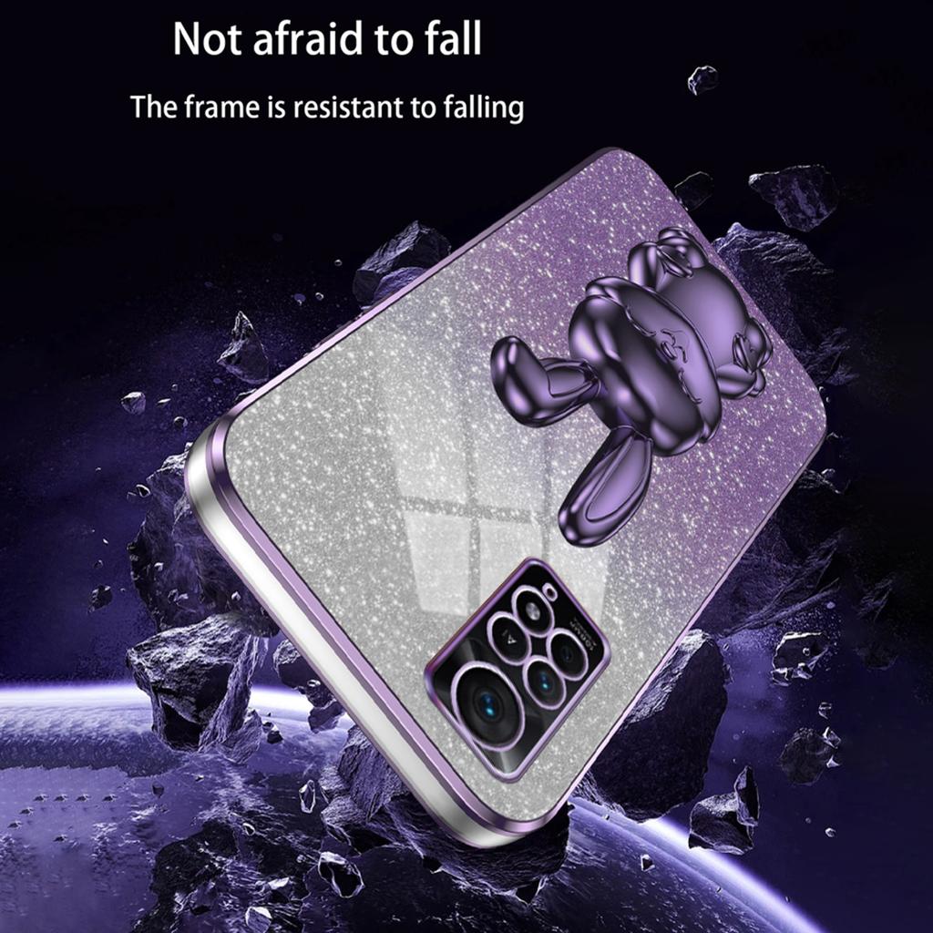 For Xiaomi Redmi Note 11E Pro 5G Pull-out Kickstand Phone Cover Electroplating Rabbit Case