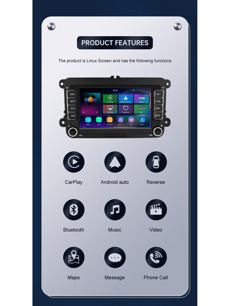 7-inch CarPlay Multimedia Display for Volkswagen, SEAT, Skoda (2003-2015 Models)
