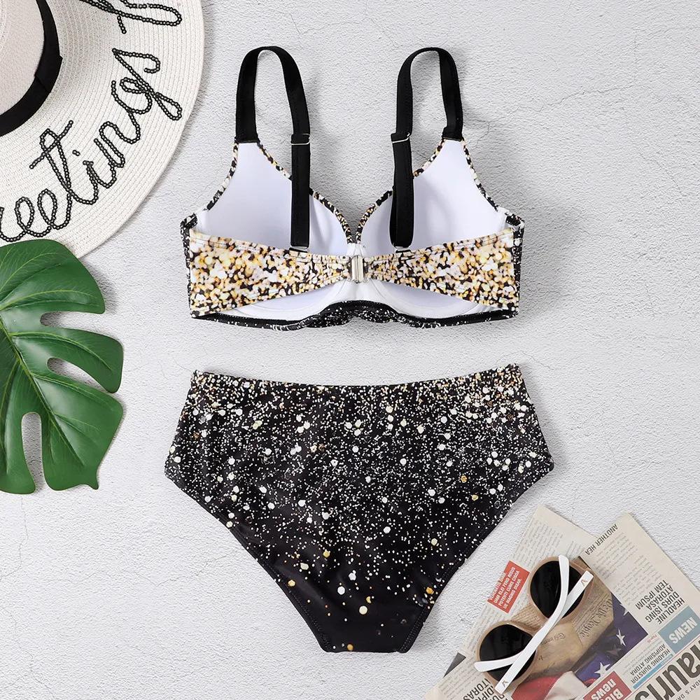 Damen High Waist Bikini Set Verstellbarer Träger Zweiteiliger Badeanzug