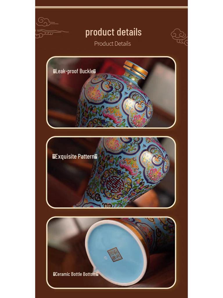 Exquisite Famille Rose Cloisonné Enamel Wine Jar Ornament, 1 Jin/5 Jin Capacity