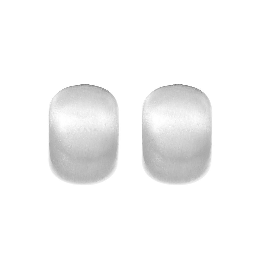 Matte Brushed Curved Oval Stud Earrings Minimalist Solid Smooth Block Shape Temperament Daily Ear Jewelry for Women