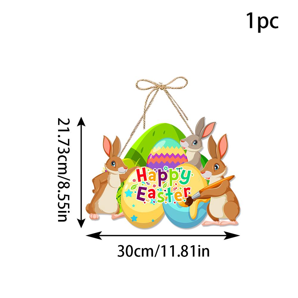 Happy Easter Decor Door Pendant Paper Rabbit Egg carrot Welcome Sign Hanging Ornament Easter egg hunt Spring Party Wall decor