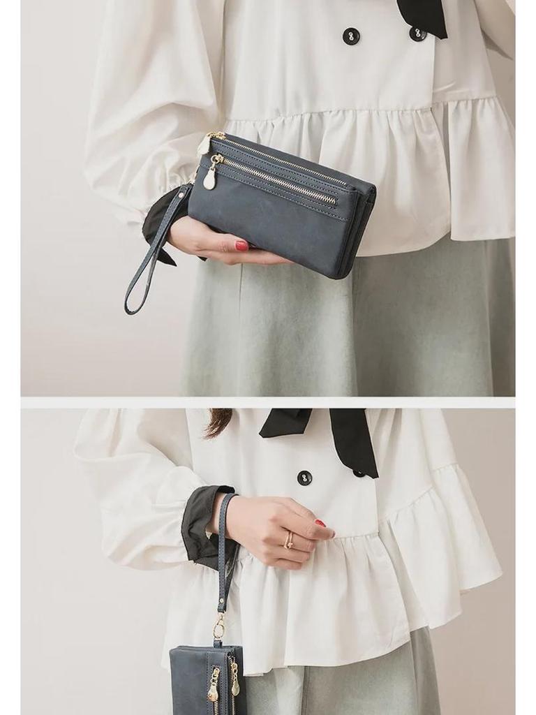 Xiangyin Women's Retro Long Wallet: Multifunctional Korean-Style Leather Handbag and Coin Purse.