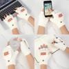 Autumn and Winter New Half-finger Flip Gloves Fleece Thermal Gloves Student Writing Gloves Convenient Plush Gloves