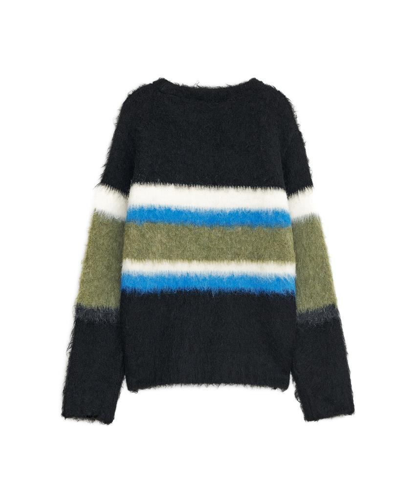 SUNBURNPROJECT Hairy Color Block Knit, Black