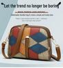 Ethnic Style Colorblock Patchwork Double Zipper Crossbody Bag