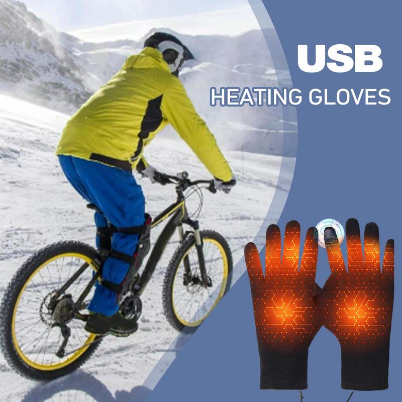 USB Elektrisch Beheizte Fahrradhandschuhe Winter Warm Herren Damen Rutschfest Touchscreen Fahrradhandschuhe Winddicht Motorrad Ski Handschuh