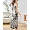 Elegant Ink Print A-Line Cami Midi Dress