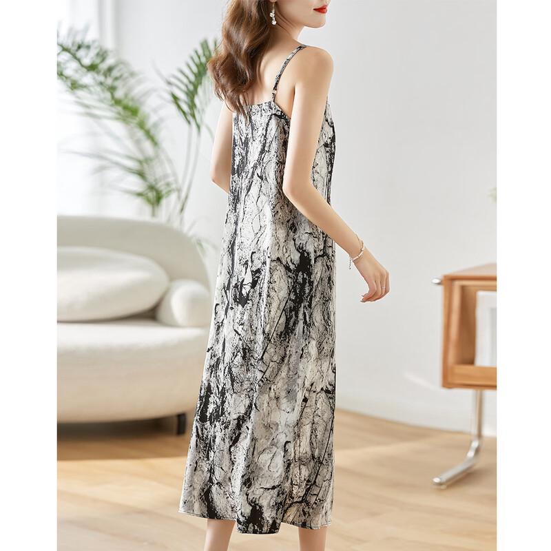 Elegant Ink Print A-Line Cami Midi Dress