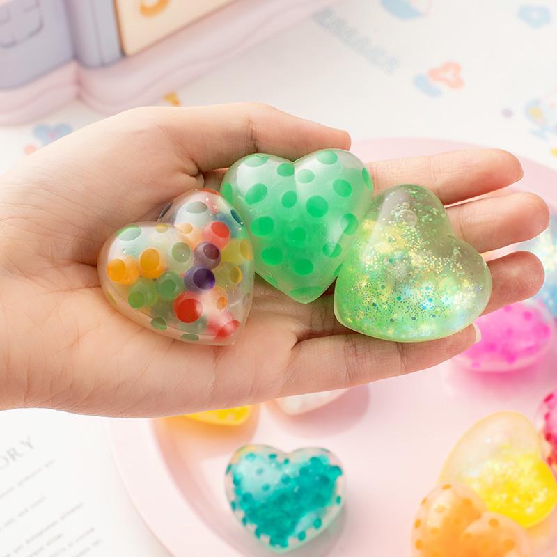 Heart Water Beads Squishy Love Shape Mochi Squishy Squeeze Pinch Stress Relief Toys Stress Ball Valentine's Day Lover Gift Bag