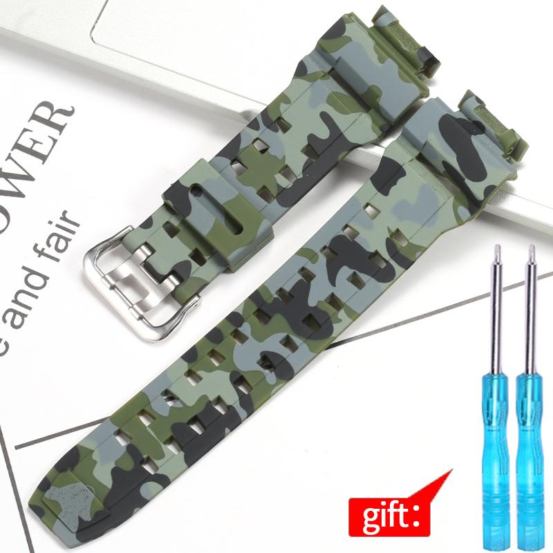 Pryskyřičný řemínek k hodinkám pro Casio GW9100 GW9200 Pánský TPU pásek Sportovní vodotěsné řemínky Camouflage doplňky