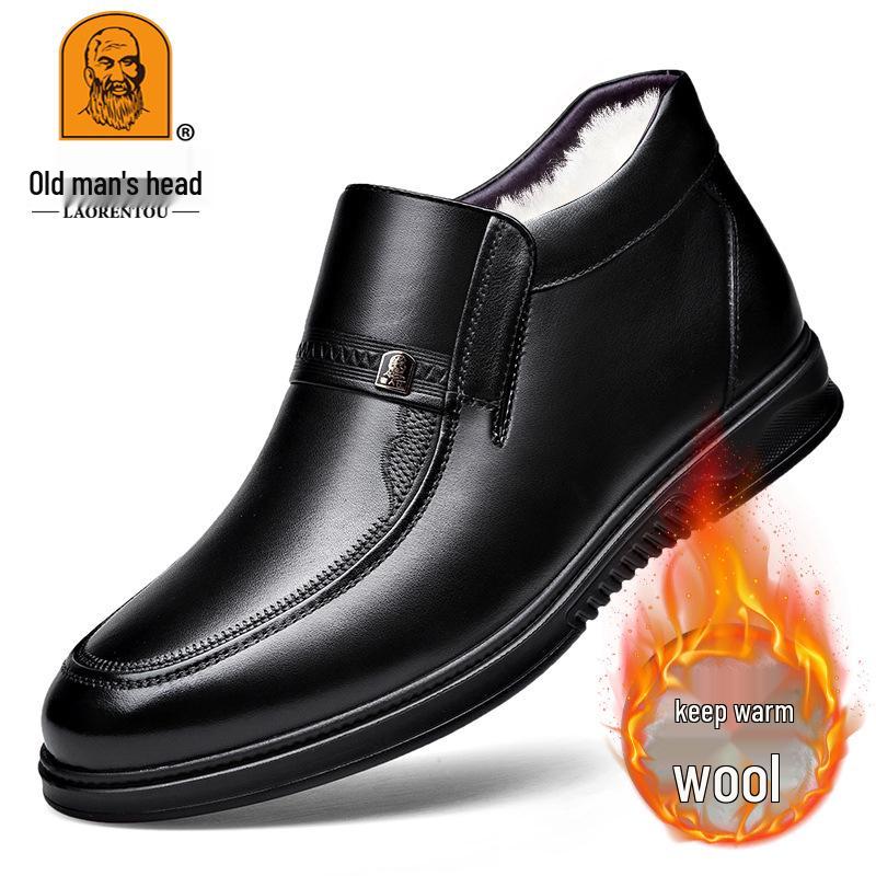 Laoren Tou Men s Genuine Leather Non-slip Warm Cotton Boots 40
