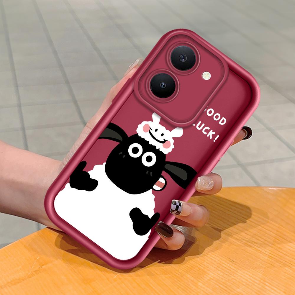 Soft Silicone Square Ladder Printing Pattern Phone Casing Full Cover Camera Shockproof Protection Rubber Case for Vivo