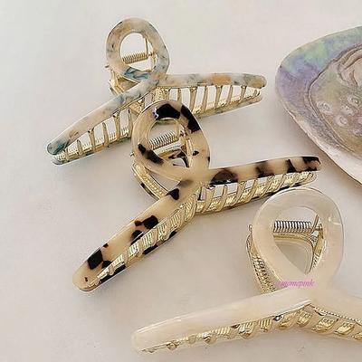 Claw Clip Half Giant Hair Clip Half Hairstyle Women's Hair Clip Marble Updo King Claw Clip Large Mother-of-pearl Claw Clip Half Hair Clip Daily Ssu284