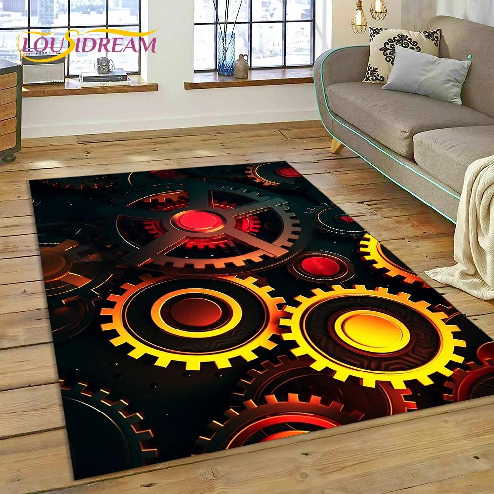 3D Mechanical Cogs Gears Steampunk Rug Carpet for Living Room Bedroom Decor,floor Mat Non-slip Decoration for Sofa Doormat Gifts