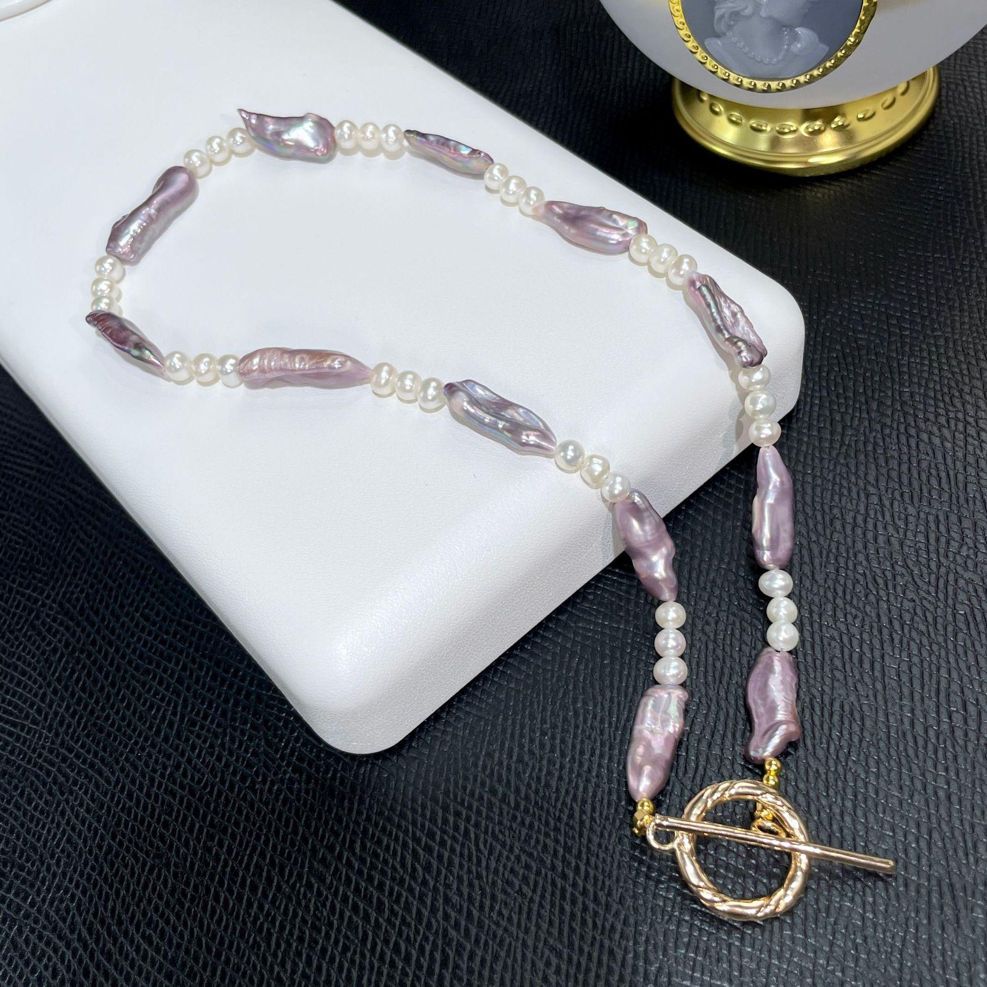 

Фиолетовое жемчужное ожерелье в стиле барокко, женское новое элитное светлое роскошное шейное колье с французским воротником