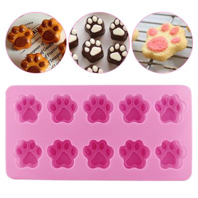 10 Paw Print Silicone Chocolate Cookie Mould Jelly Ice Cube Cat Dog DIY Baking