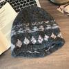 Vintage Knit Beret Wool Blend Warm Hat For Autumn Winter Women