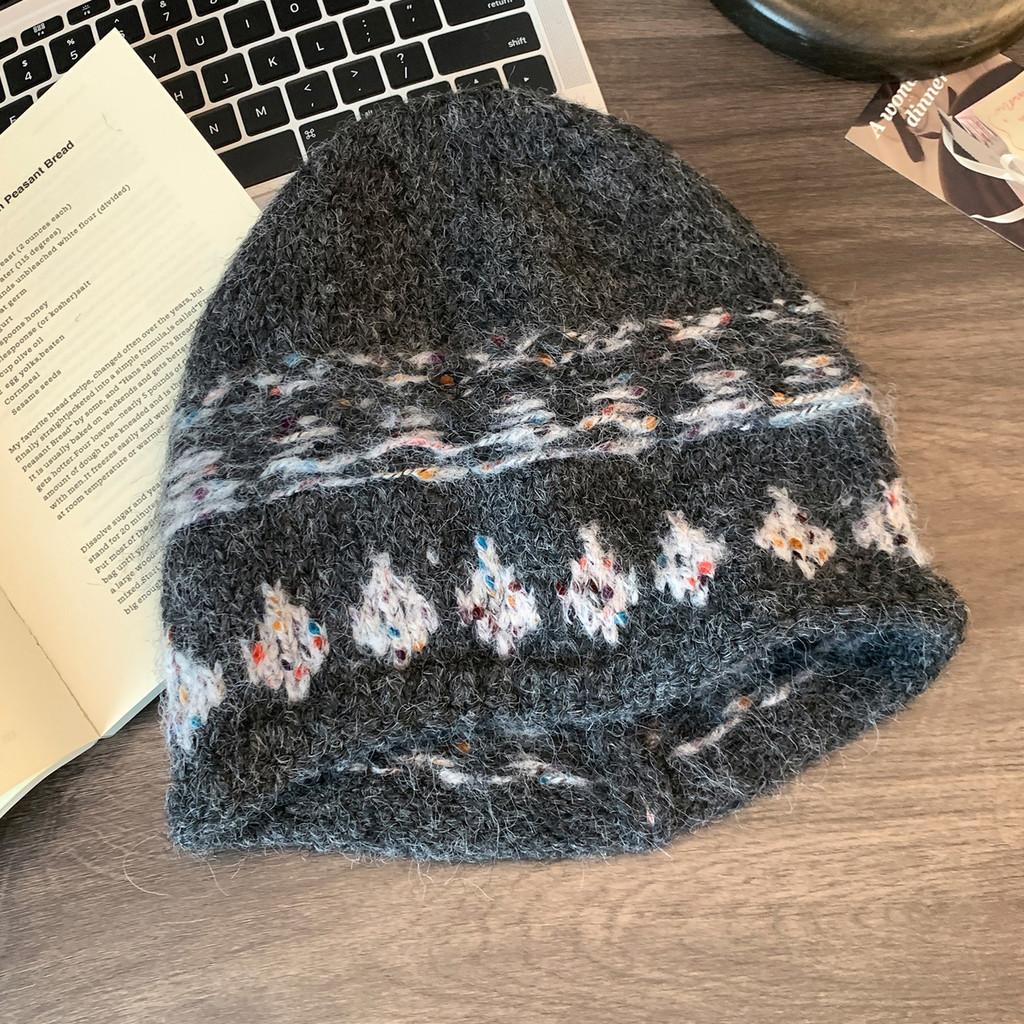 Vintage Knit Beret Wool Blend Warm Hat For Autumn Winter Women