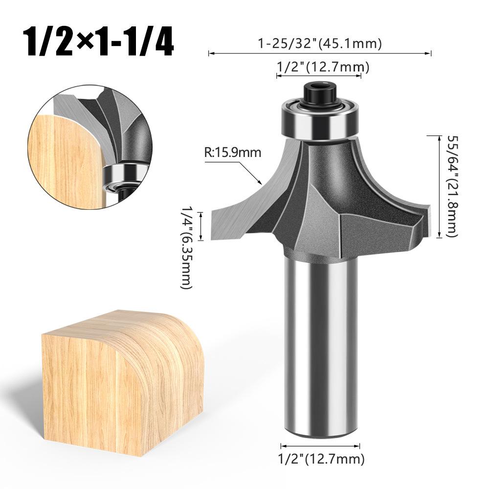 1/2 Handle Fillet Cutter Chamfering Milling Cutter, Commonly Used Fillet Cutter Preferably Tungsten Steel Alloy Fillet Cutter Trimming Machine Tool