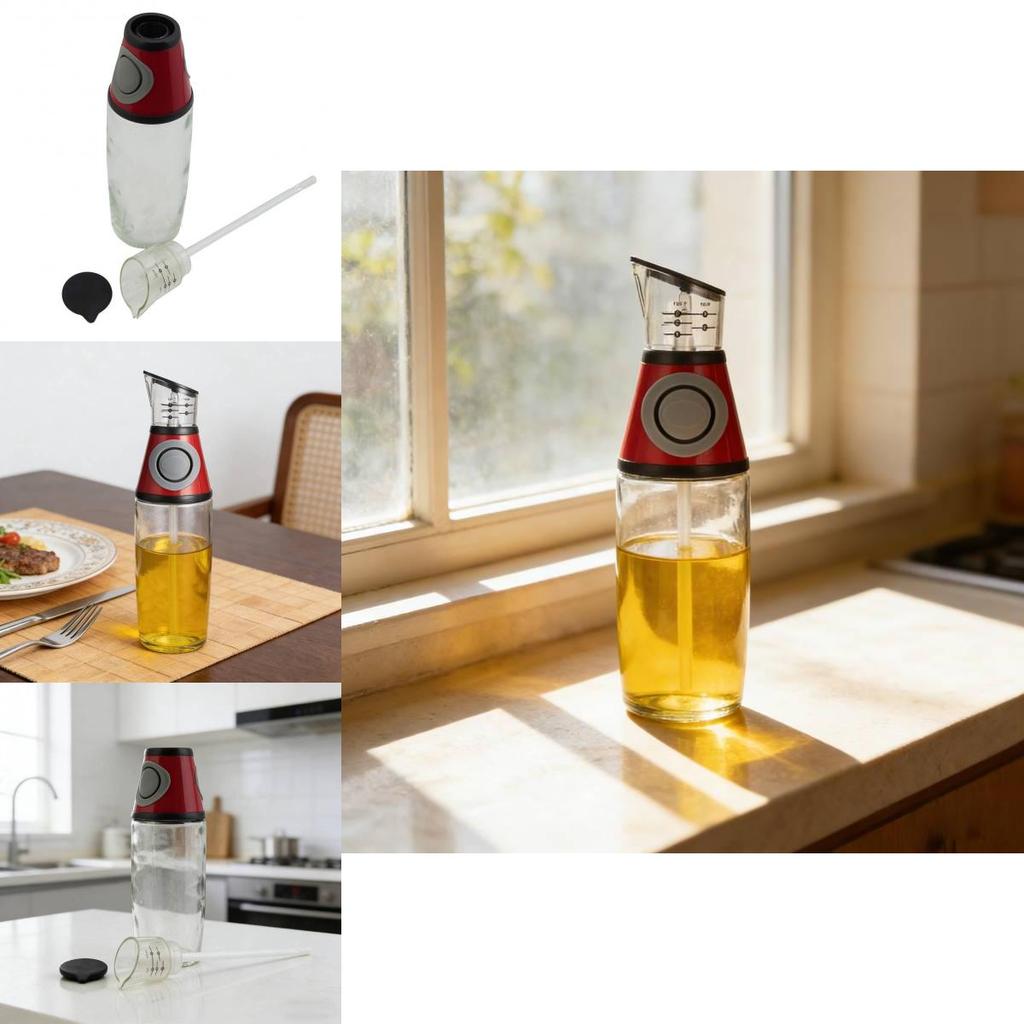 Oil Dispenser Bottle With Controlled Press And Measurement For Kitchen Use