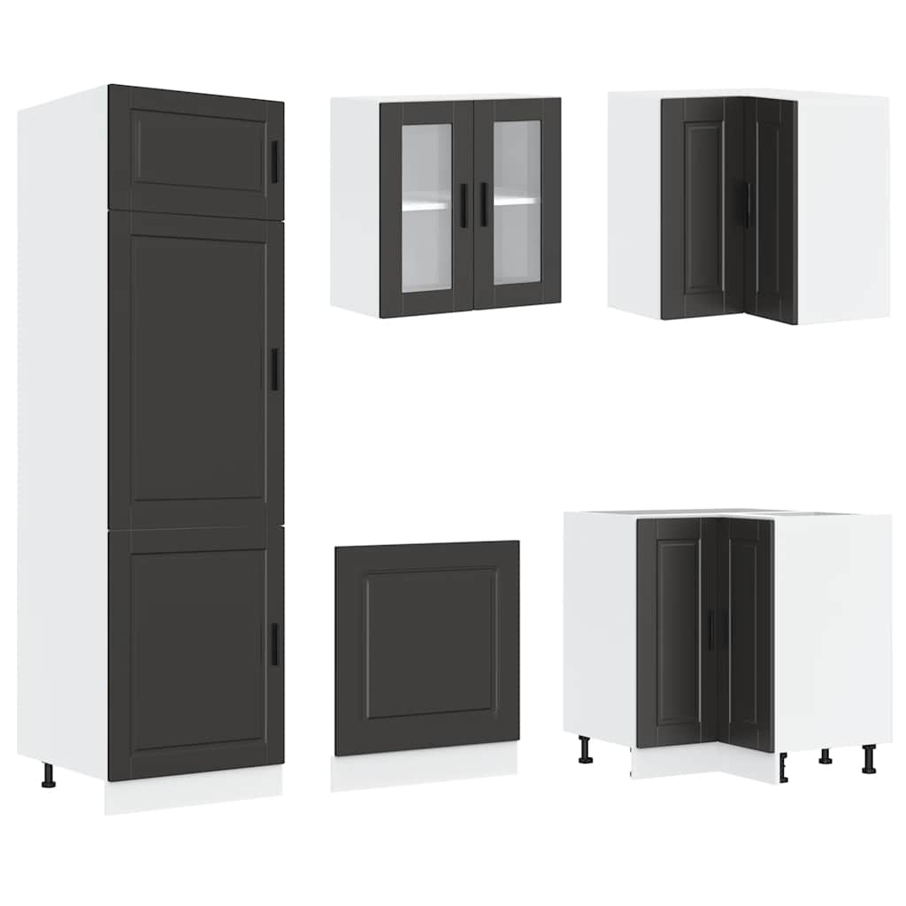 14 Piece Kitchen Cabinet Set Porto Black Wood Based Panel