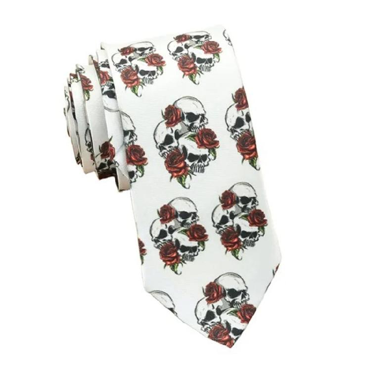 Halloween Punk Theme Necktie with Scary Theme Pattern Cosplay Event Costume Accessory Neckwear for Suit And Party Wear