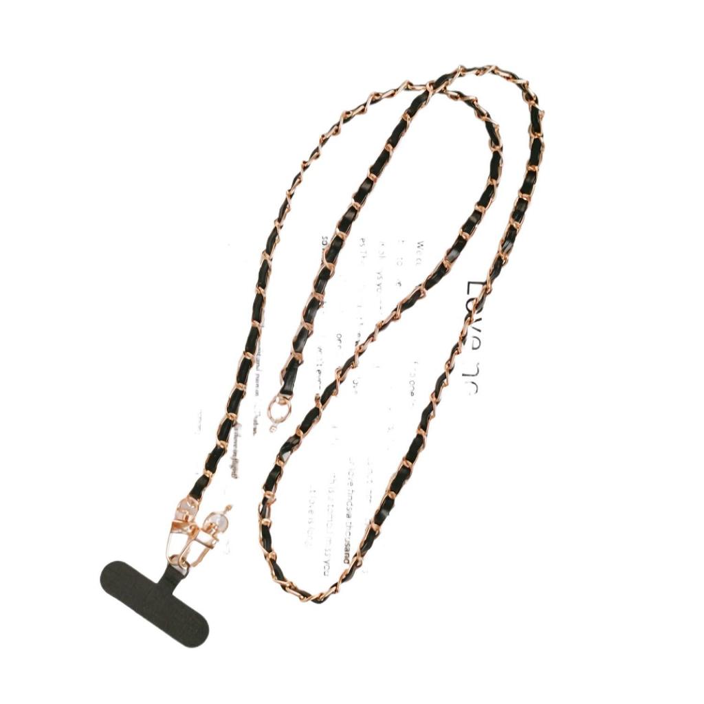High-end Mobile Phone with Leather Card Holder and Pearl Shoulder Strap
