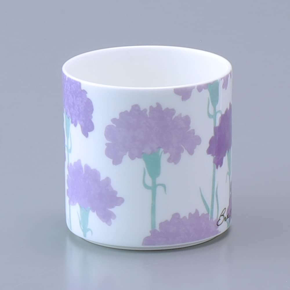 Tasse NARUMI Dozen Flowers avec Œillet Floral Mignon Cadeau Parfait pour Micro-ondes et Lave-vaisselle Produit Cadeau Couvercle, 290cc, Violet, Motif, Motif,