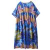 Summer New Round Neck Short Sleeve Literary Retro Casual Loose Women's Large Size Dress Middle-aged and Elderly Foreign Trade Dress