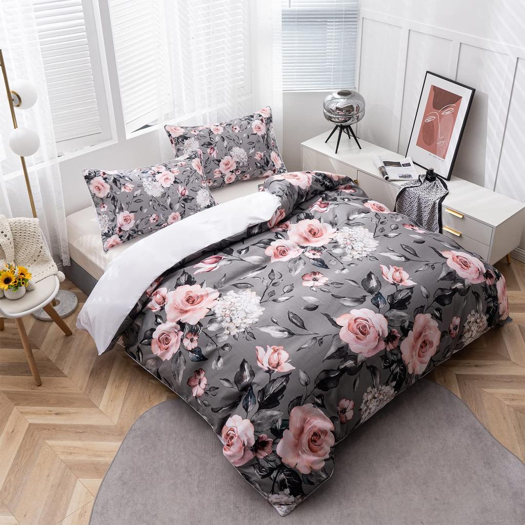 Modern Fashion Flower Bedding Three-Piece Quilt Cover
