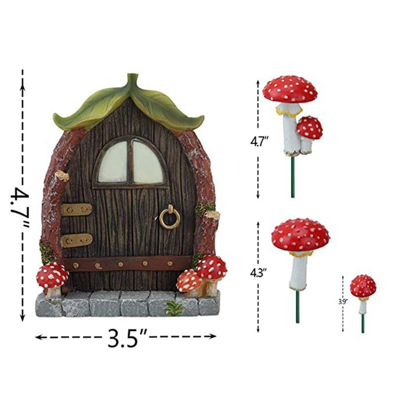 M-Modern-Leuchtender Pilz Türfenster-Schmuck Hofkunst Skulptur Statuen Outdoor Heimdekoration Harz Gartendekoration Für Bäume