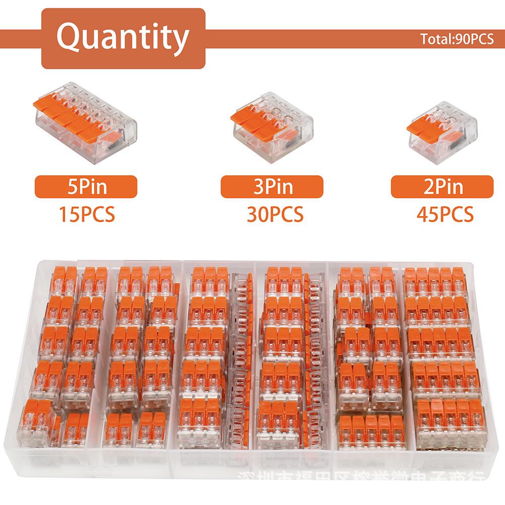 90PCS Quick and Transparent Wire Connectors - Models PCT412, PCT413, PCT415 (75 Cross-Border Pieces)