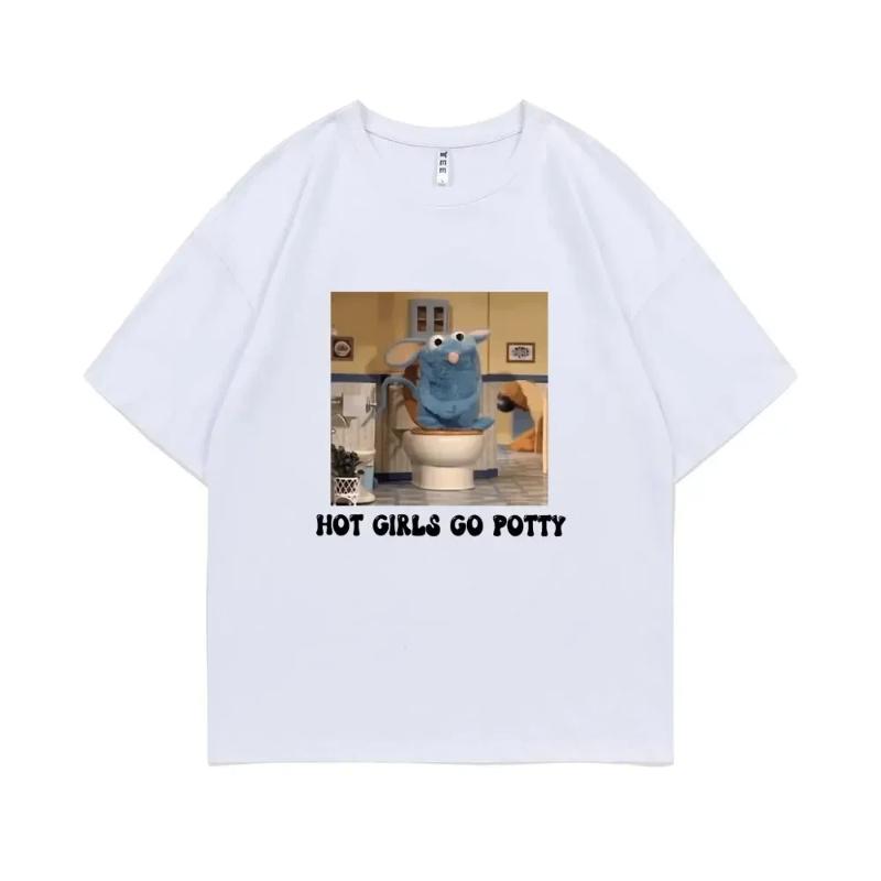 Funny Tutter Hot Girls Go Potty Time T-shirt Unisex Kawaii Cute Mouse Graphic Tshirt Men Women Fashion Casual Oversized T Shirts