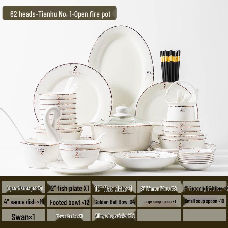 Aiqiyi ME Nordic Ceramic Dinnerware Set 62 pieces