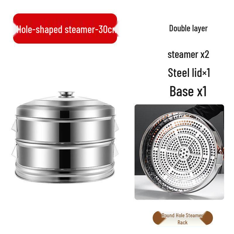 Large-Capacity Stainless Steel Steamer Basket for Fish and Buns