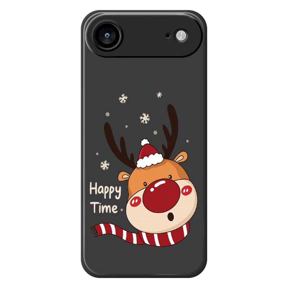 

For iPhone 17 Air Case Deer Head Pattern Printing Straight Edge TPU Phone Back Cover Black