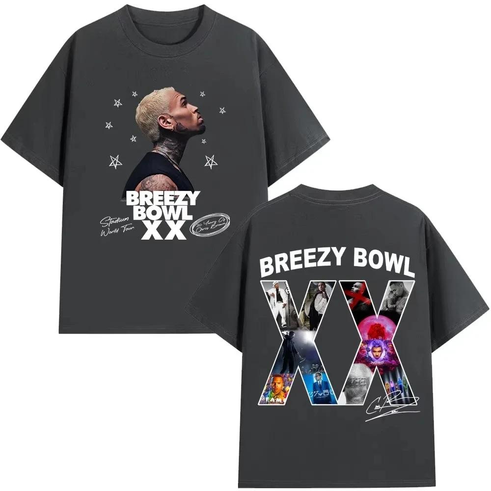 Chris Brown Breezy Bowl XX 2025 Tour Concert Merch T-shirt Men's Women Fashion Hip Hop T Shirt Cotton Casual Oversized T-shirts