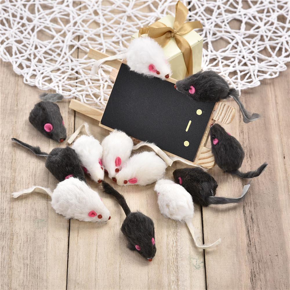 12Pcs Fur Mouse Squeaky Sound Mice Rat Toy For Pet Cat Kitten Puppy Playing